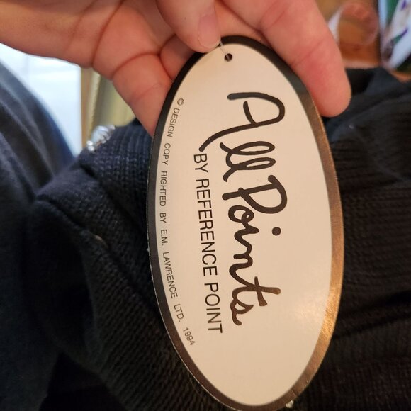 Vtg 1990s All Points Black Beaded Cardigan NWT, Silver Jeweled Ramie Cotton Knit - Picture 6 of 7